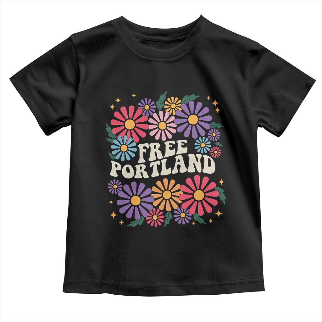 Retro Groovy Free Portland Toddler T Shirt Oregon Freedom Fighter Peaceful Hippie 70s Style - Wonder Print Shop