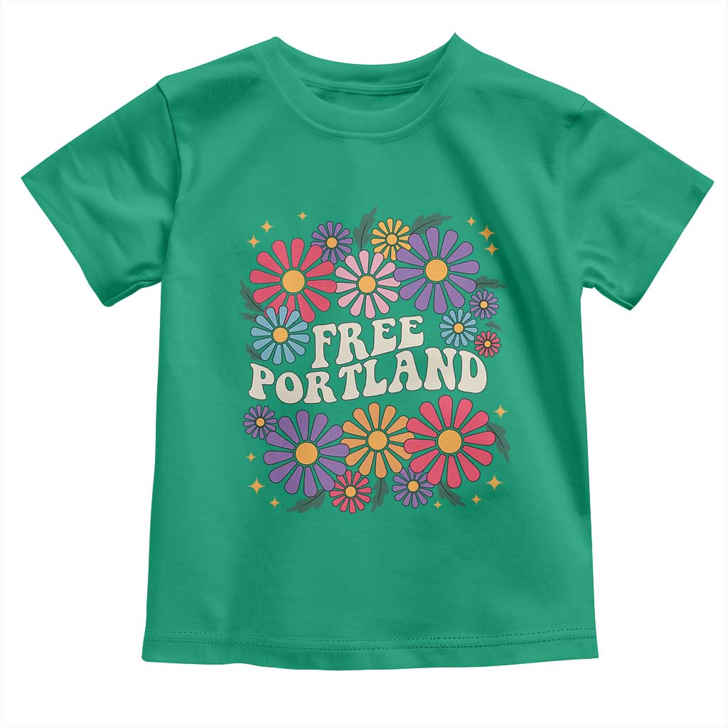 Retro Groovy Free Portland Toddler T Shirt Oregon Freedom Fighter Peaceful Hippie 70s Style - Wonder Print Shop