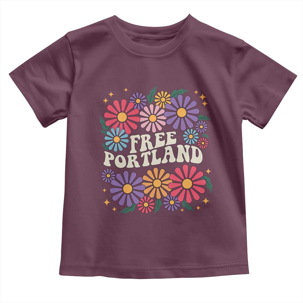 Retro Groovy Free Portland Toddler T Shirt Oregon Freedom Fighter Peaceful Hippie 70s Style - Wonder Print Shop