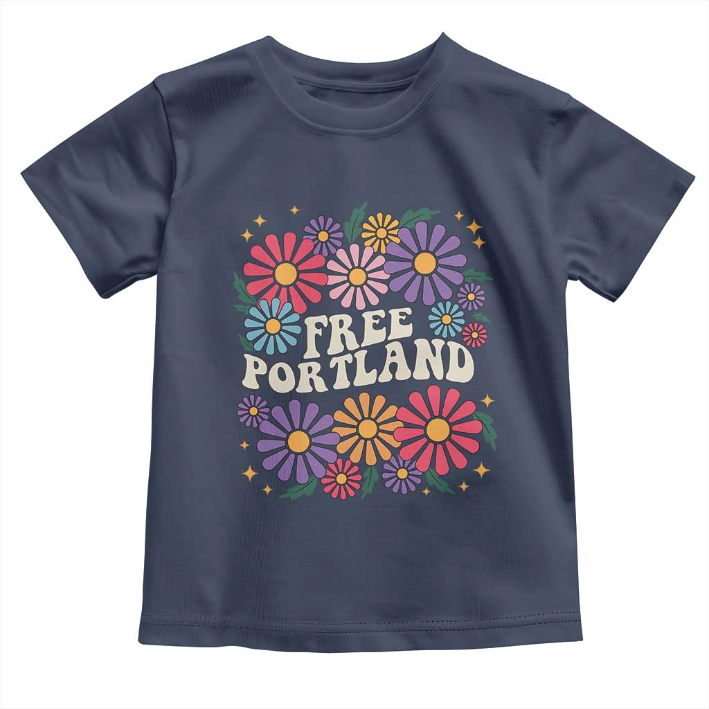Retro Groovy Free Portland Toddler T Shirt Oregon Freedom Fighter Peaceful Hippie 70s Style - Wonder Print Shop