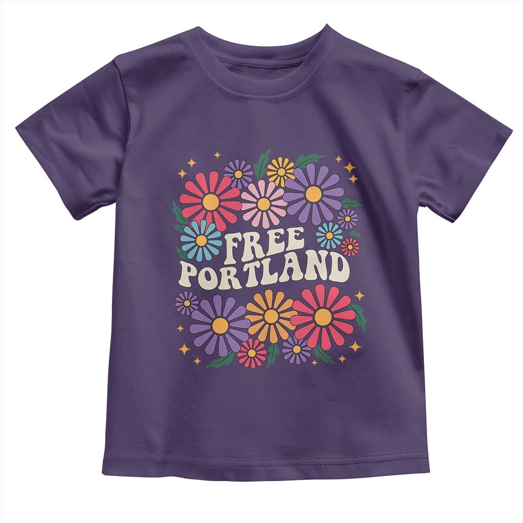 Retro Groovy Free Portland Toddler T Shirt Oregon Freedom Fighter Peaceful Hippie 70s Style - Wonder Print Shop