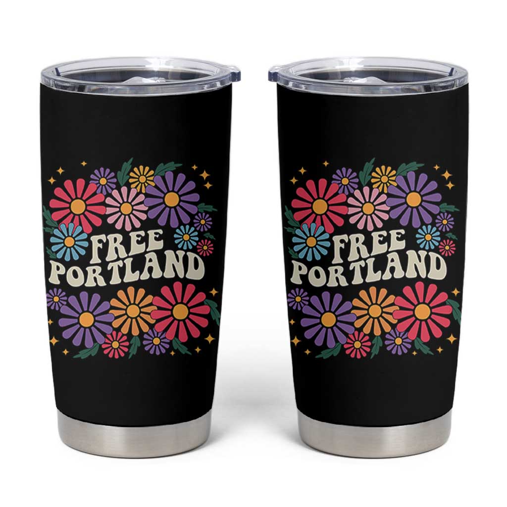 Retro Groovy Free Portland Tumbler Cup Oregon Freedom Fighter Peaceful Hippie 70s Style - Wonder Print Shop