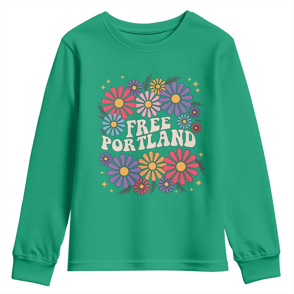Retro Groovy Free Portland Youth Sweatshirt Oregon Freedom Fighter Peaceful Hippie 70s Style - Wonder Print Shop
