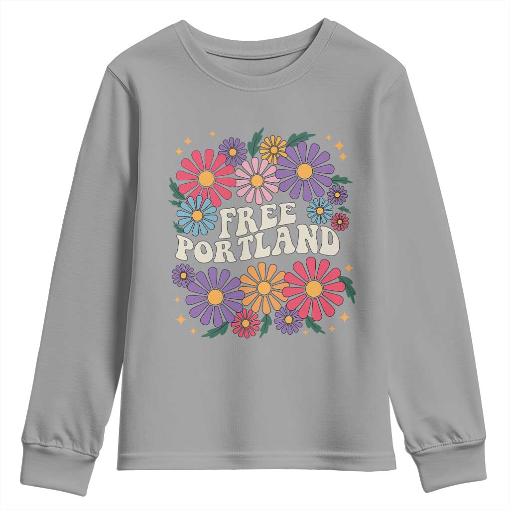 Retro Groovy Free Portland Youth Sweatshirt Oregon Freedom Fighter Peaceful Hippie 70s Style - Wonder Print Shop