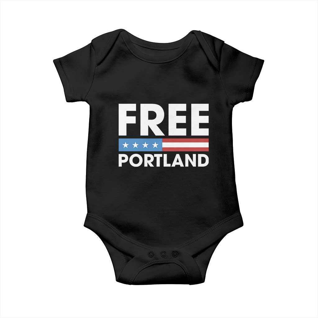 Free Portland Patriotic Baby Onesie Bold Political Statement American Flag - Wonder Print Shop