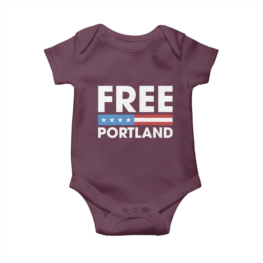 Free Portland Patriotic Baby Onesie Bold Political Statement American Flag - Wonder Print Shop