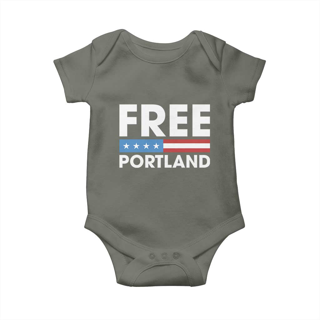 Free Portland Patriotic Baby Onesie Bold Political Statement American Flag - Wonder Print Shop