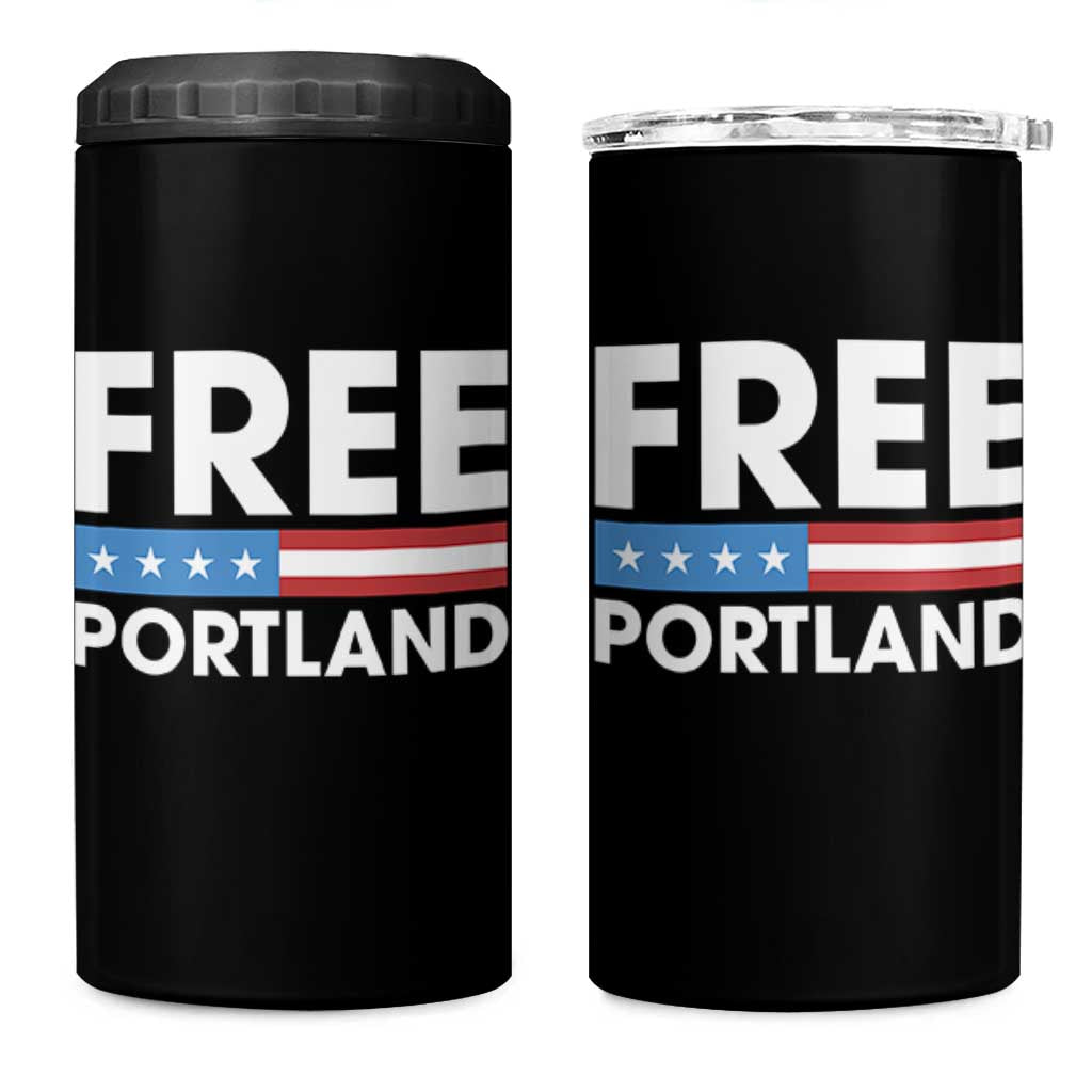 Free Portland Patriotic 4 in 1 Can Cooler Tumbler Bold Political Statement American Flag - Wonder Print Shop