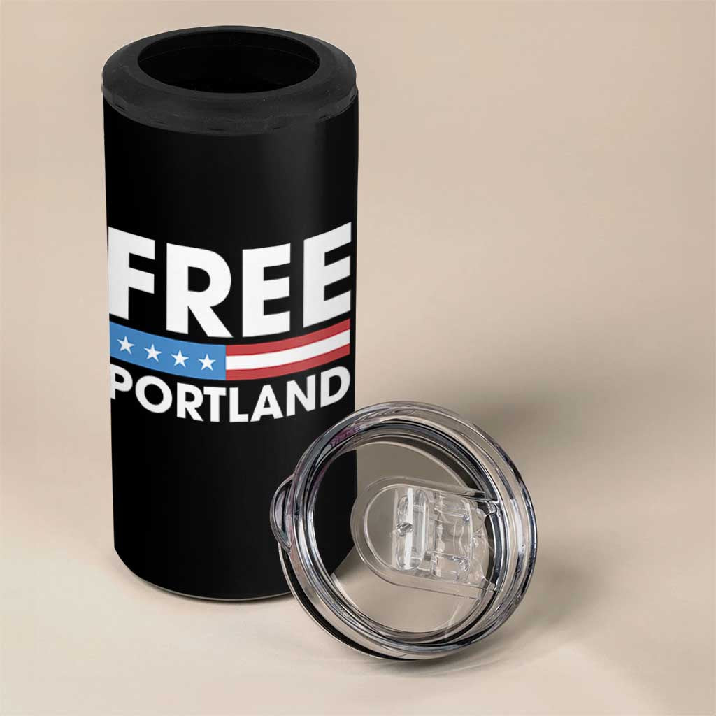 Free Portland Patriotic 4 in 1 Can Cooler Tumbler Bold Political Statement American Flag - Wonder Print Shop