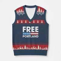 Free Portland Patriotic V-Neck Knit Sweater Vest Bold Political Statement American Flag - Wonder Print Shop