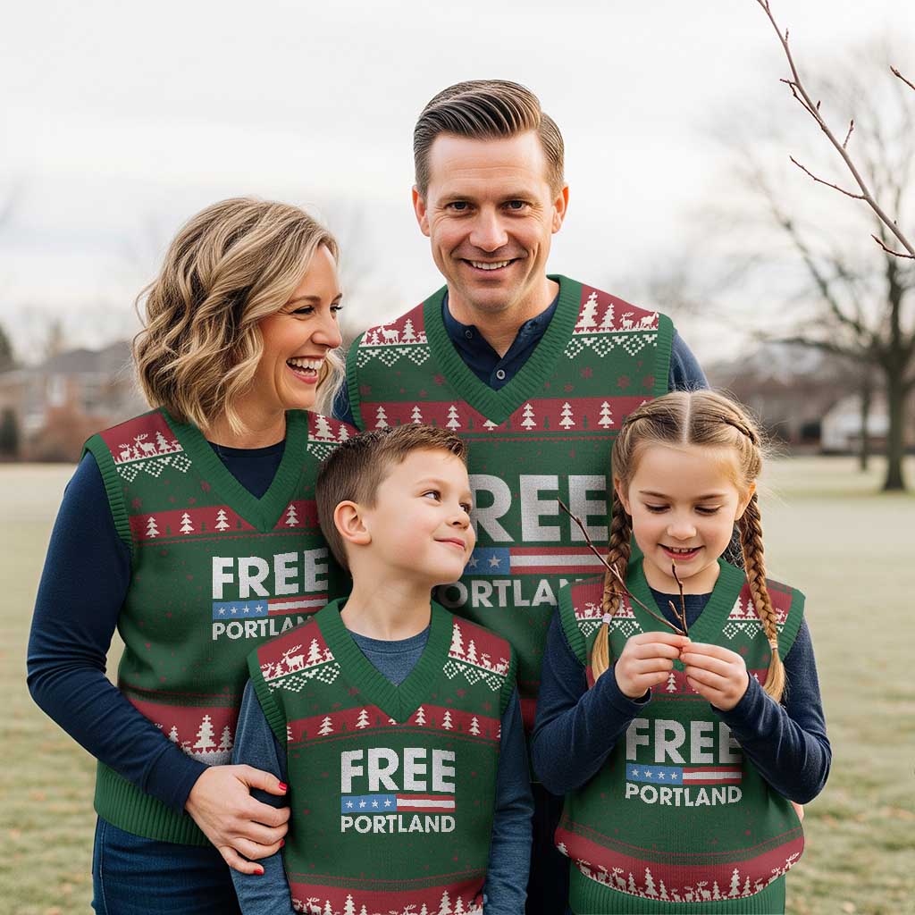 Free Portland Patriotic V-Neck Knit Sweater Vest Bold Political Statement American Flag - Wonder Print Shop