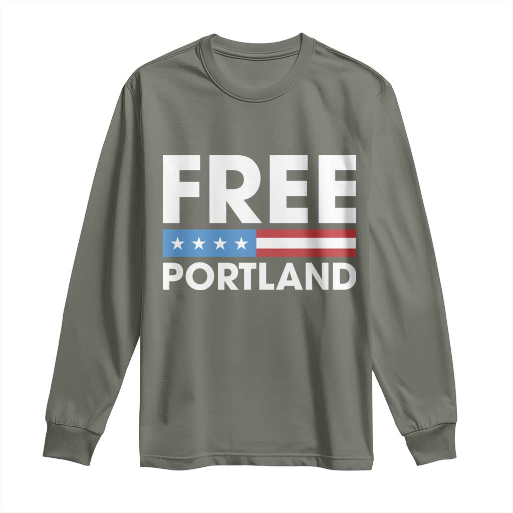 Free Portland Patriotic Long Sleeve Shirt Bold Political Statement American Flag - Wonder Print Shop