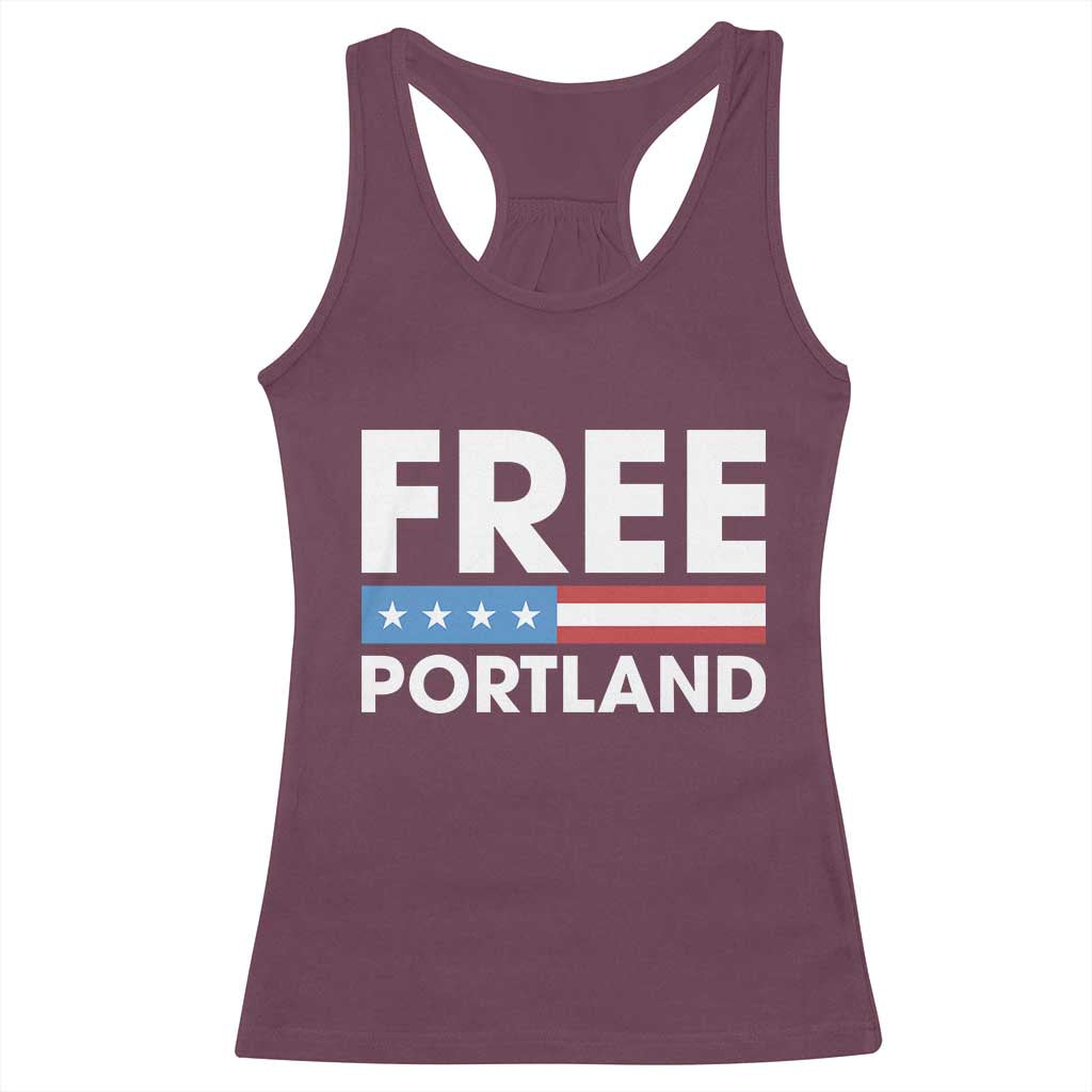 Free Portland Patriotic Racerback Tank Top Bold Political Statement American Flag - Wonder Print Shop