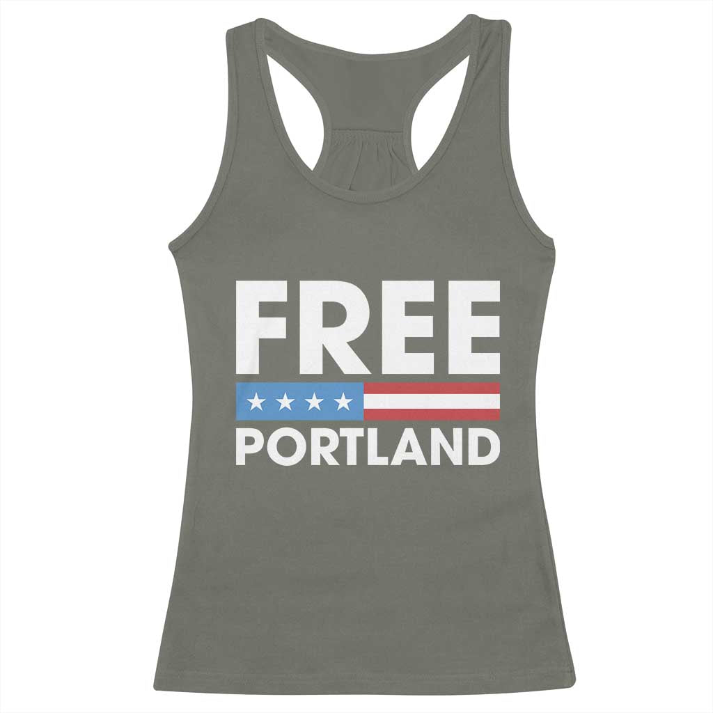 Free Portland Patriotic Racerback Tank Top Bold Political Statement American Flag - Wonder Print Shop