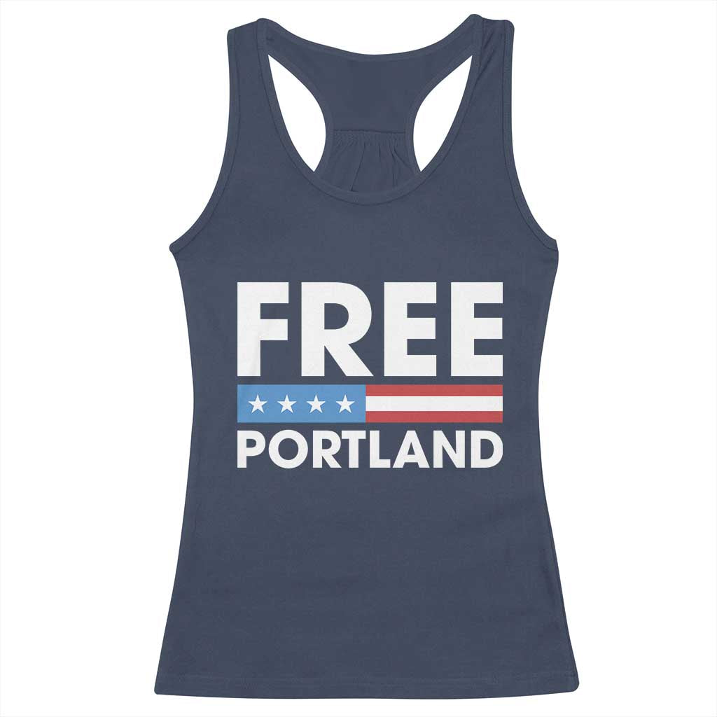 Free Portland Patriotic Racerback Tank Top Bold Political Statement American Flag - Wonder Print Shop