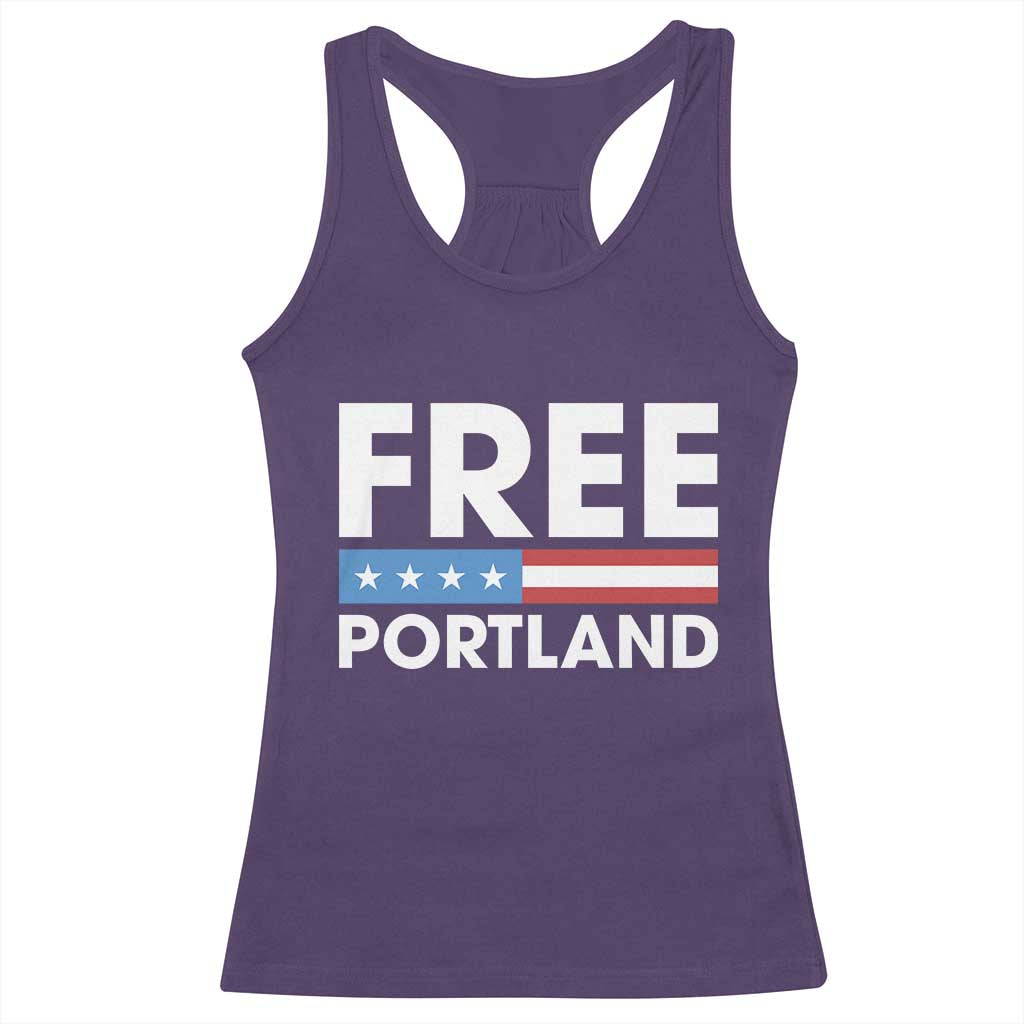 Free Portland Patriotic Racerback Tank Top Bold Political Statement American Flag - Wonder Print Shop