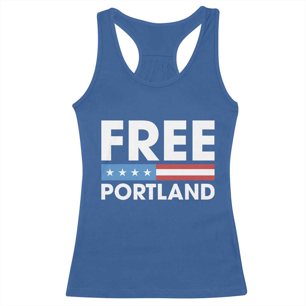 Free Portland Patriotic Racerback Tank Top Bold Political Statement American Flag - Wonder Print Shop