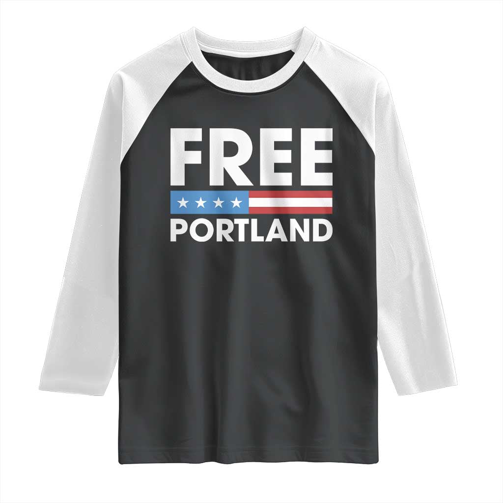 Free Portland Patriotic Raglan Shirt Bold Political Statement American Flag - Wonder Print Shop