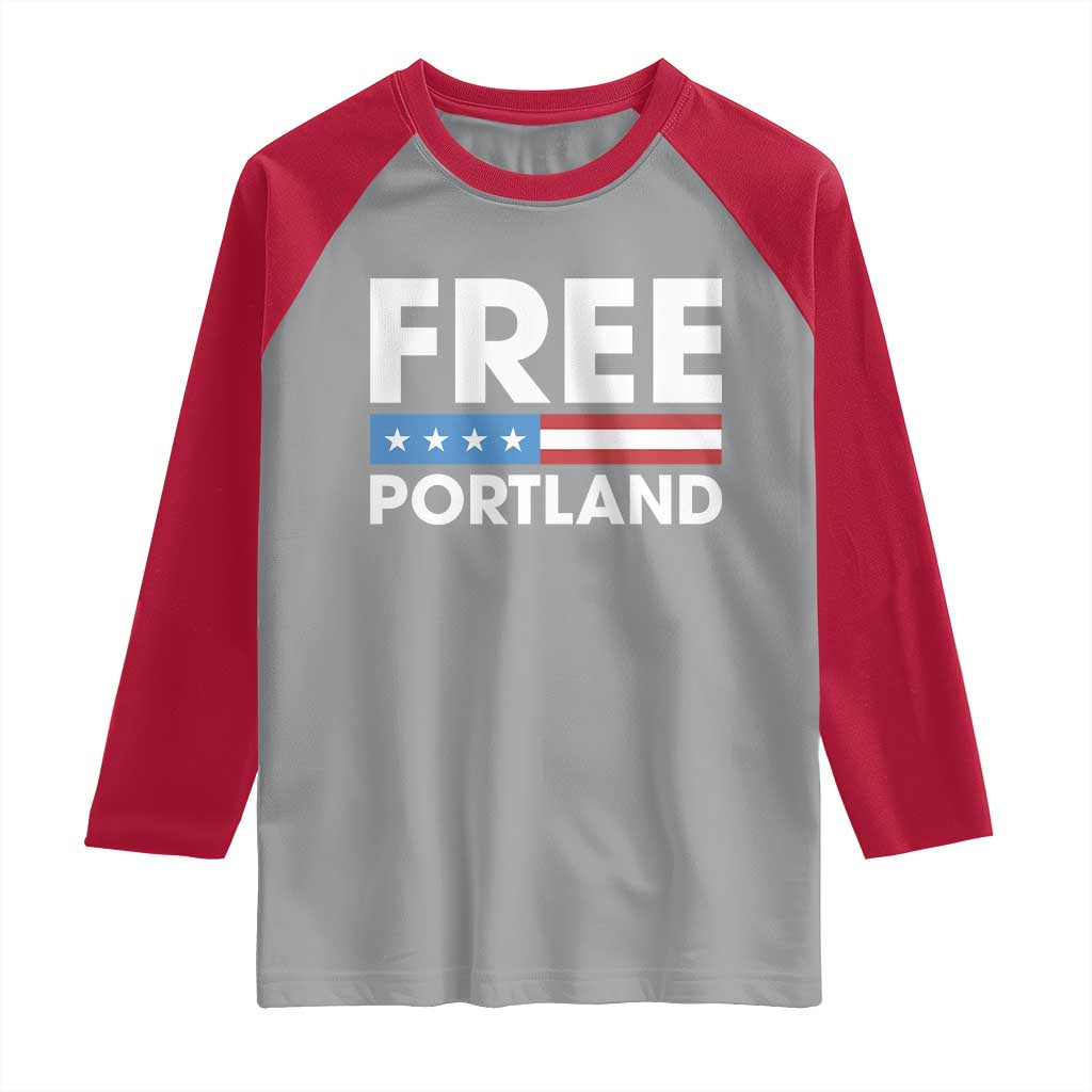 Free Portland Patriotic Raglan Shirt Bold Political Statement American Flag - Wonder Print Shop
