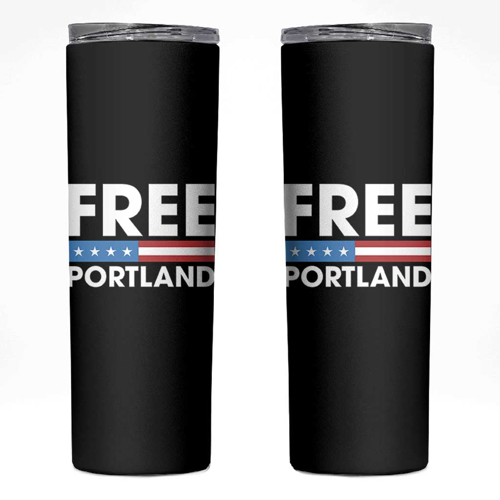 Free Portland Patriotic Skinny Tumbler Bold Political Statement American Flag - Wonder Print Shop