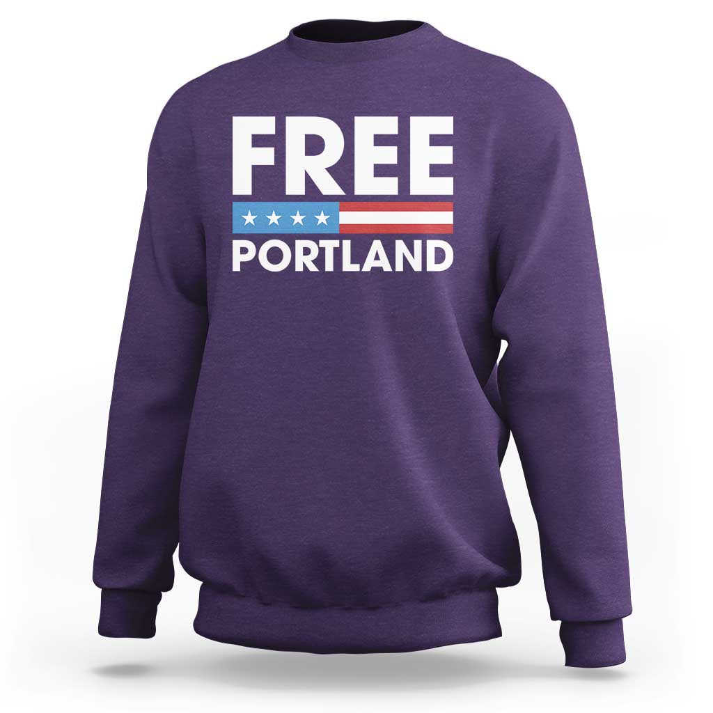 Free Portland Patriotic Sweatshirt Bold Political Statement American Flag - Wonder Print Shop