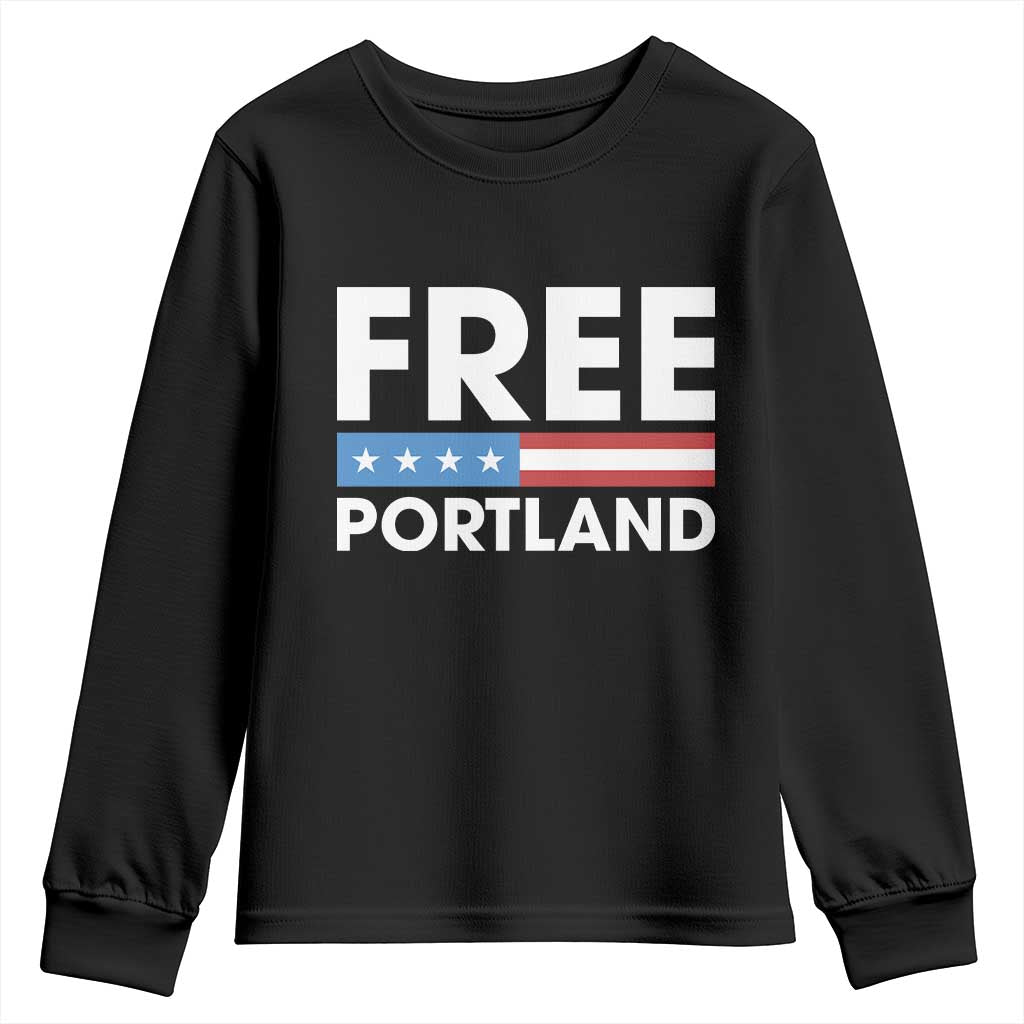 Free Portland Patriotic Youth Sweatshirt Bold Political Statement American Flag - Wonder Print Shop