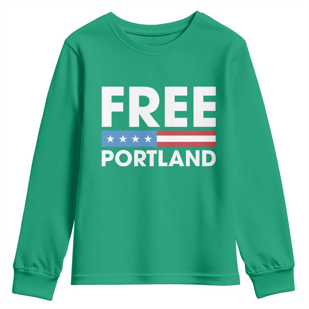 Free Portland Patriotic Youth Sweatshirt Bold Political Statement American Flag - Wonder Print Shop