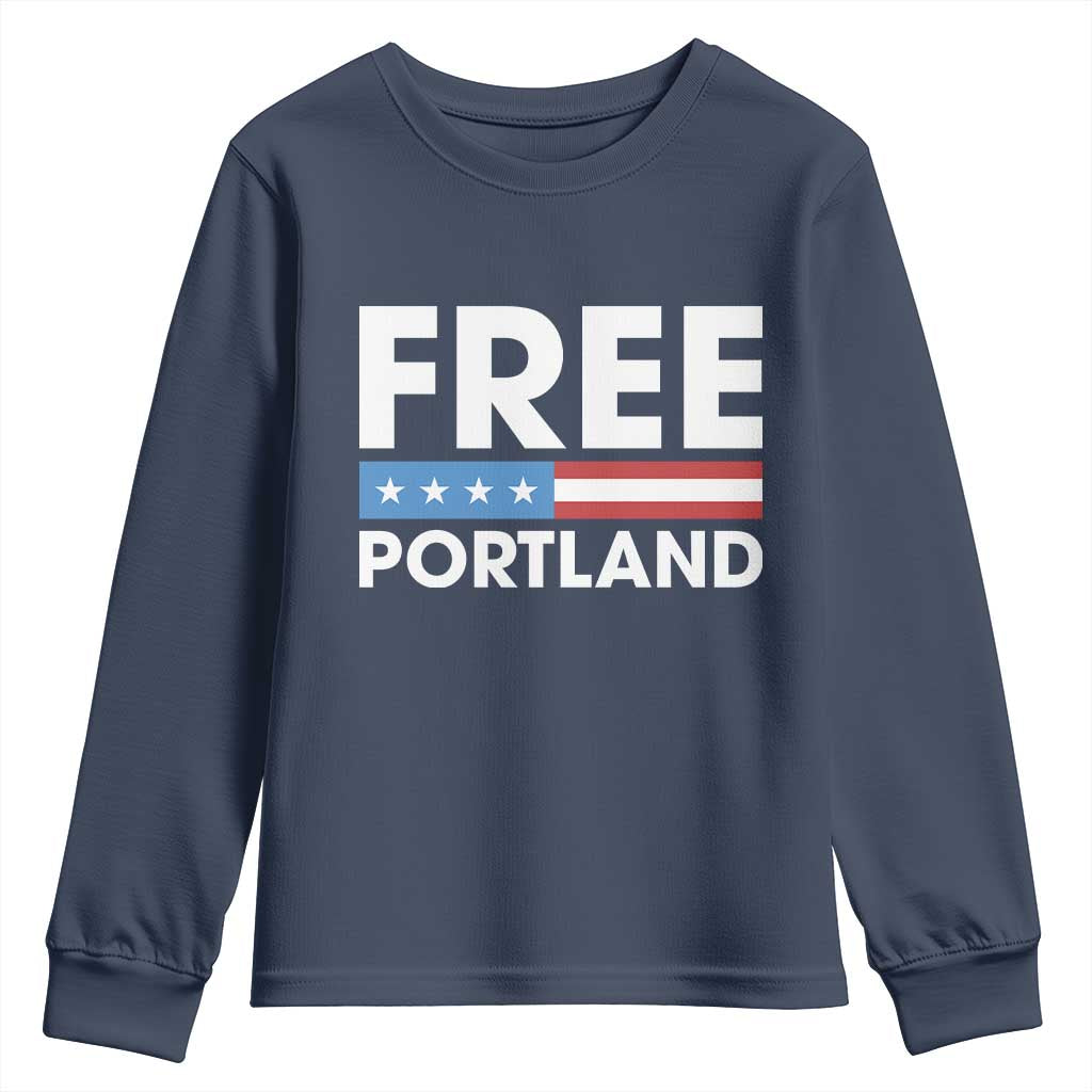 Free Portland Patriotic Youth Sweatshirt Bold Political Statement American Flag - Wonder Print Shop