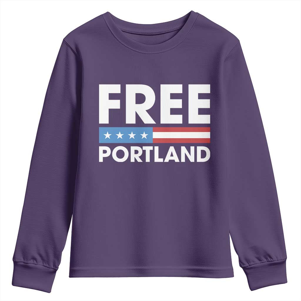 Free Portland Patriotic Youth Sweatshirt Bold Political Statement American Flag - Wonder Print Shop
