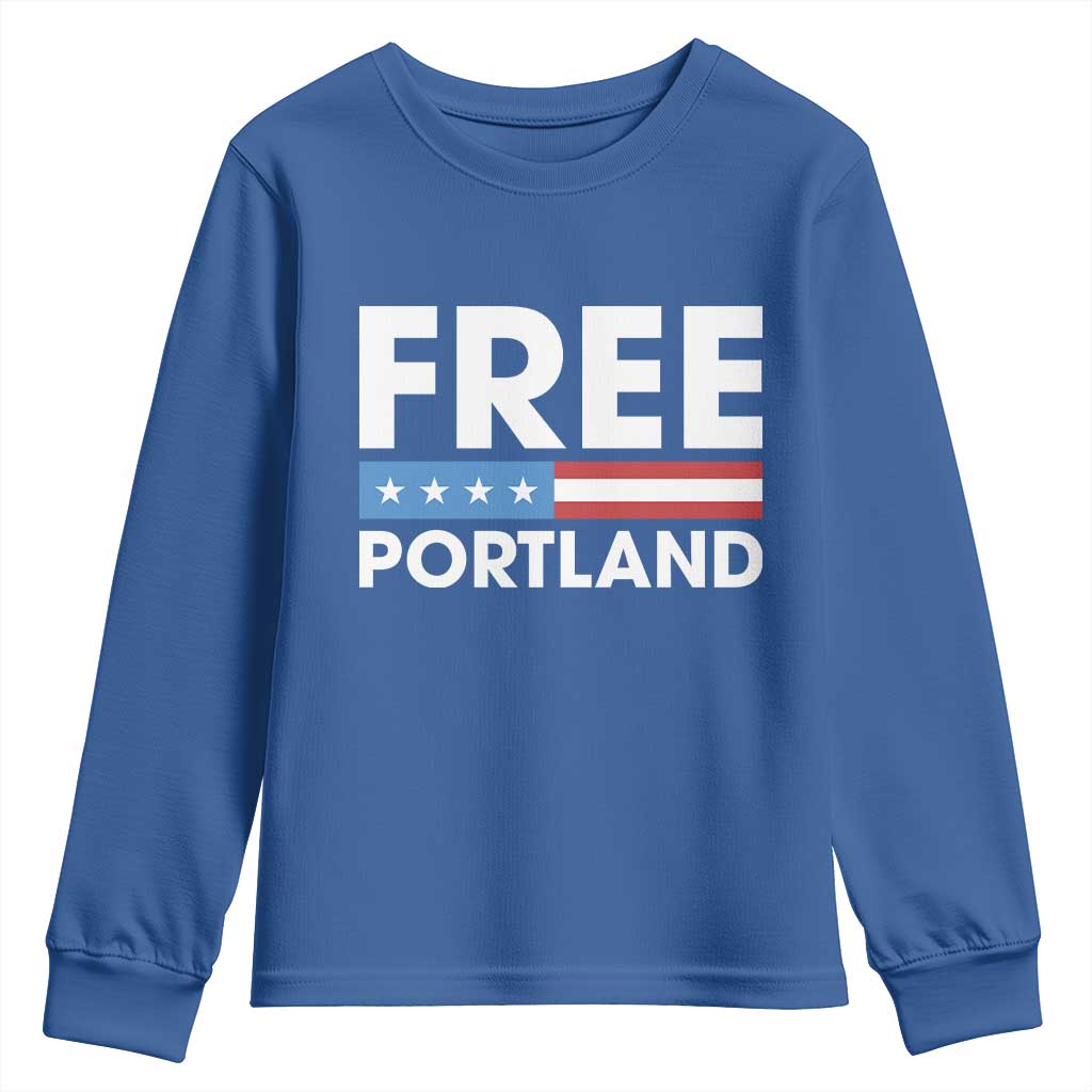 Free Portland Patriotic Youth Sweatshirt Bold Political Statement American Flag - Wonder Print Shop