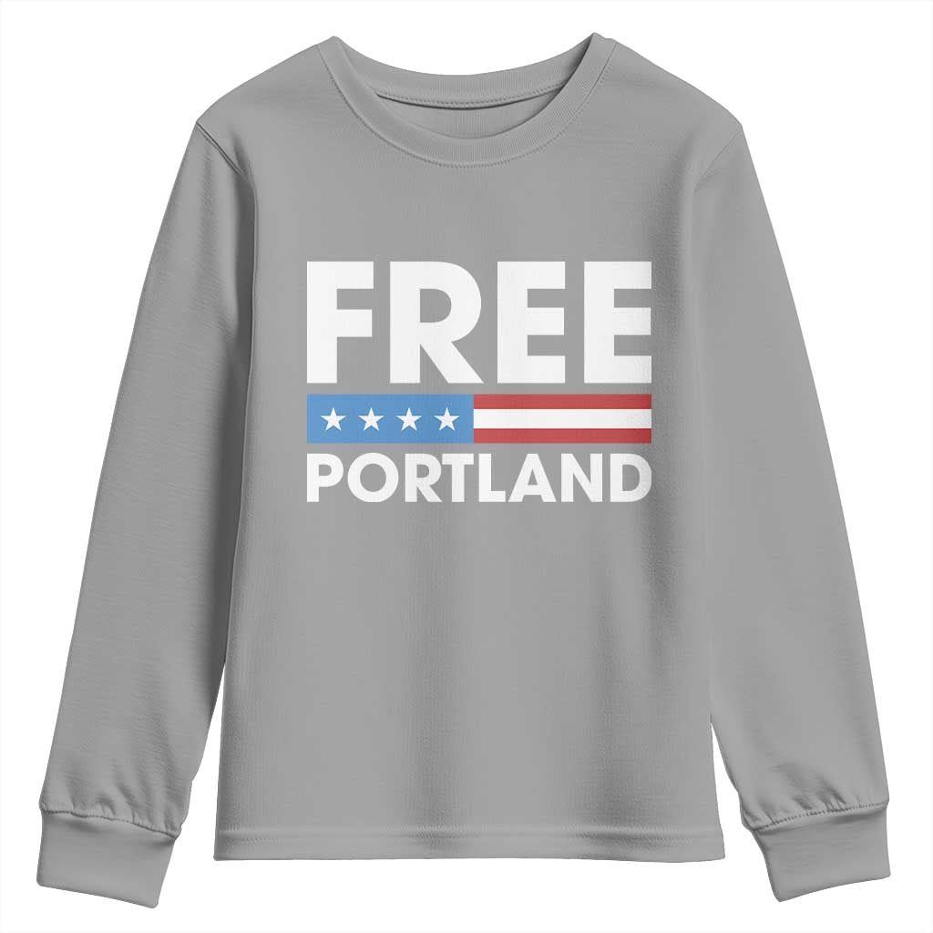 Free Portland Patriotic Youth Sweatshirt Bold Political Statement American Flag - Wonder Print Shop