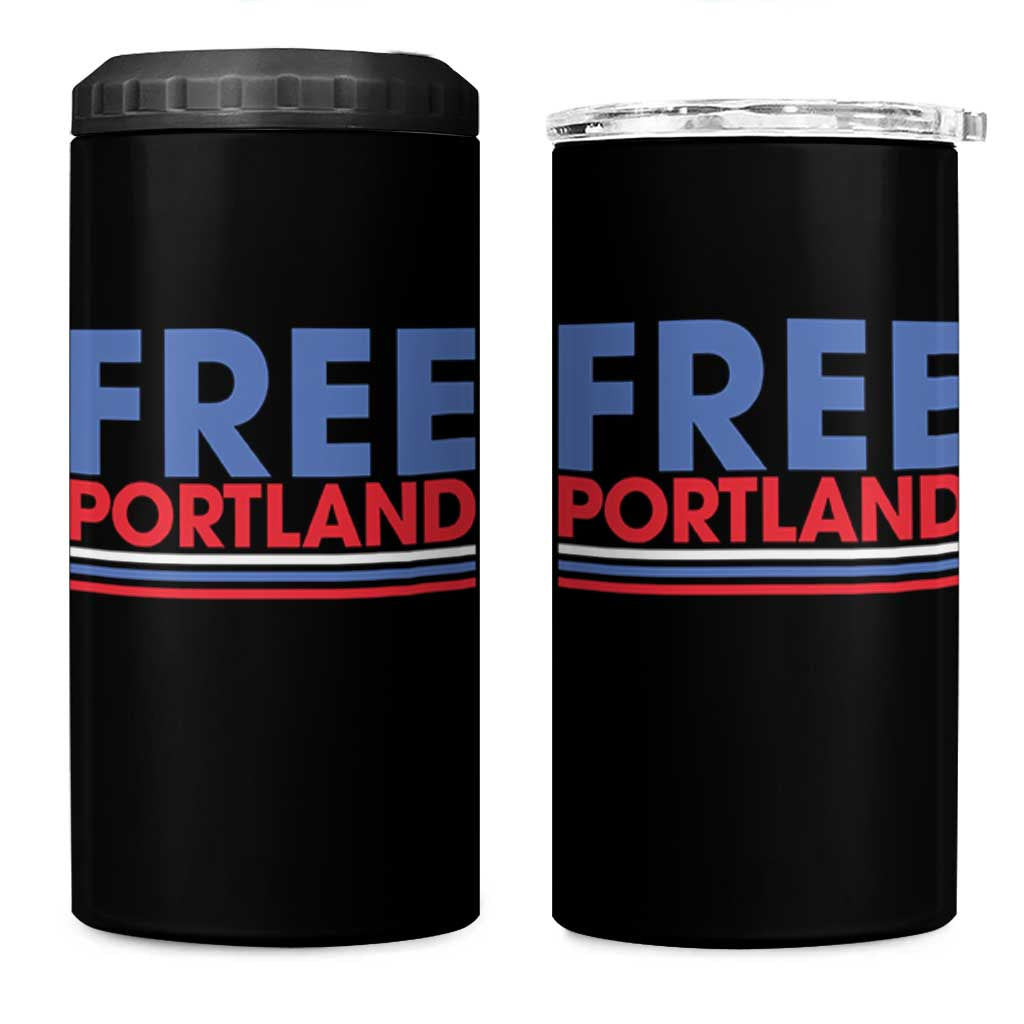 Free Portland Bold Patriotic 4 in 1 Can Cooler Tumbler Red White and Blue Protest Statement - Wonder Print Shop
