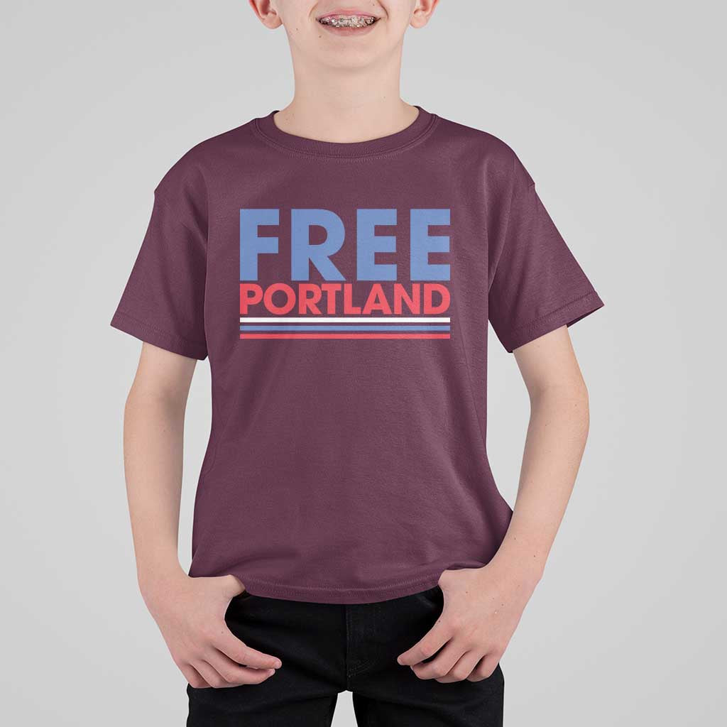 Free Portland Bold Patriotic T Shirt For Kid Red White and Blue Protest Statement - Wonder Print Shop