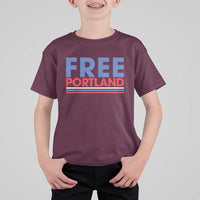 Free Portland Bold Patriotic T Shirt For Kid Red White and Blue Protest Statement - Wonder Print Shop