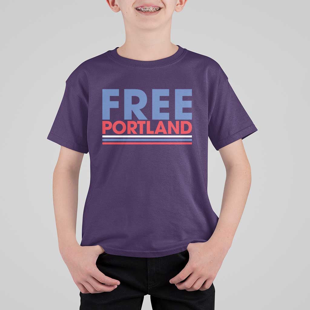 Free Portland Bold Patriotic T Shirt For Kid Red White and Blue Protest Statement - Wonder Print Shop