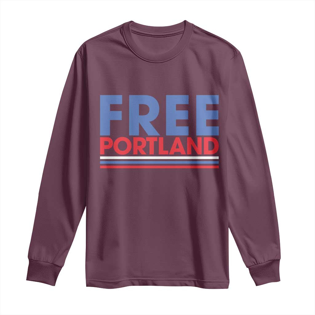 Free Portland Bold Patriotic Long Sleeve Shirt Red White and Blue Protest Statement - Wonder Print Shop