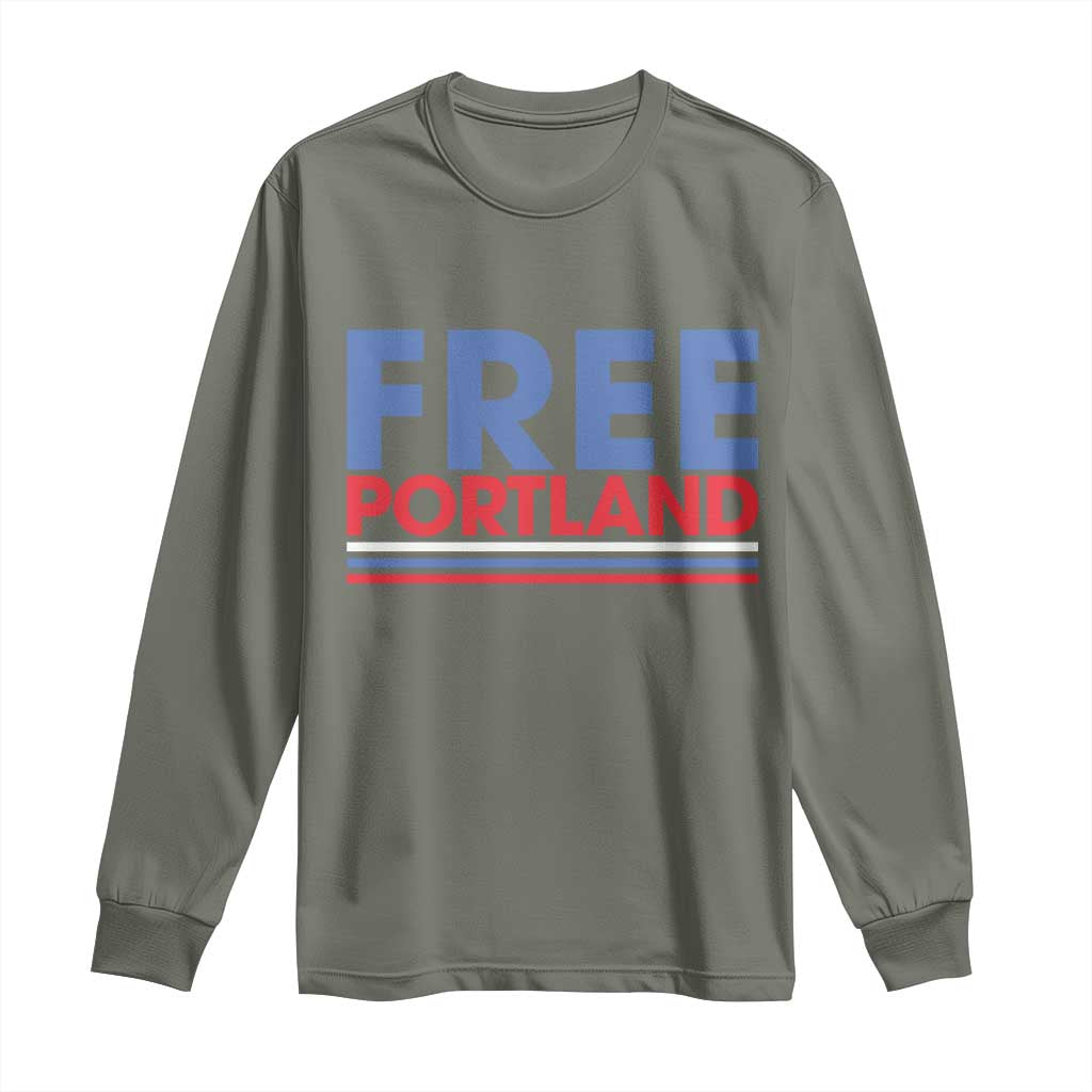 Free Portland Bold Patriotic Long Sleeve Shirt Red White and Blue Protest Statement - Wonder Print Shop