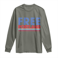 Free Portland Bold Patriotic Long Sleeve Shirt Red White and Blue Protest Statement - Wonder Print Shop