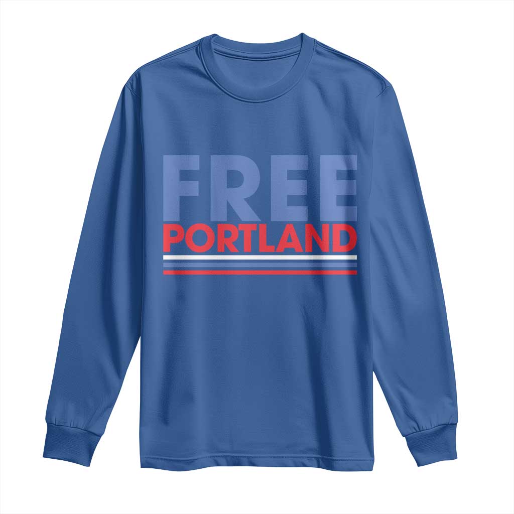 Free Portland Bold Patriotic Long Sleeve Shirt Red White and Blue Protest Statement - Wonder Print Shop