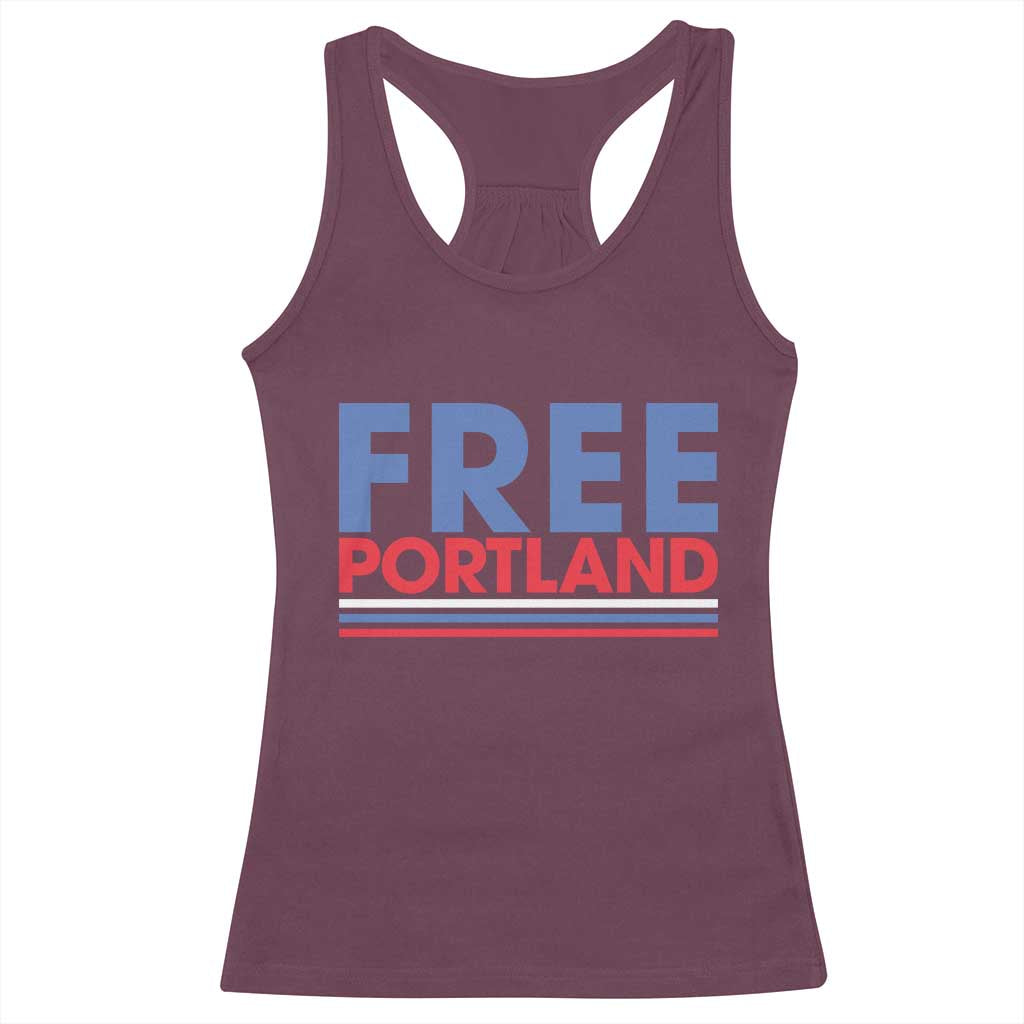 Free Portland Bold Patriotic Racerback Tank Top Red White and Blue Protest Statement - Wonder Print Shop