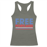 Free Portland Bold Patriotic Racerback Tank Top Red White and Blue Protest Statement - Wonder Print Shop