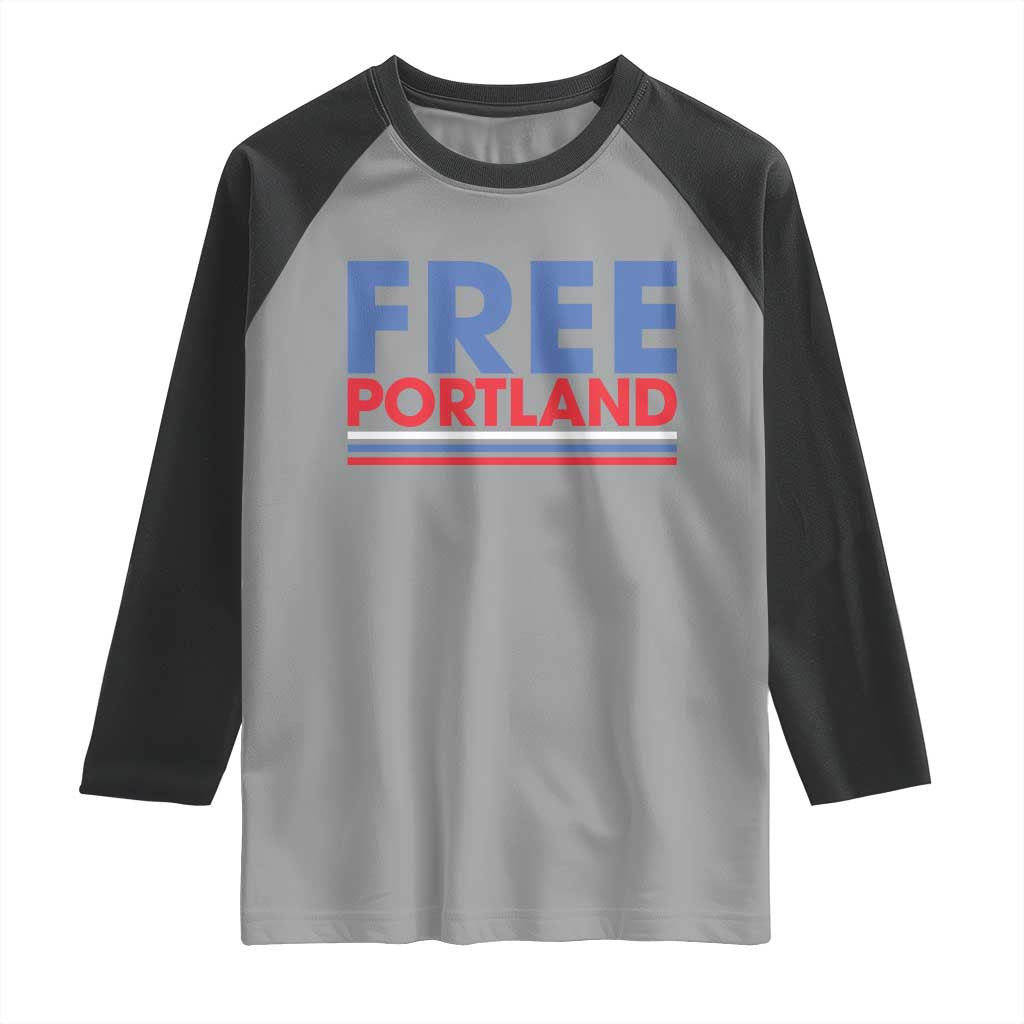 Free Portland Bold Patriotic Raglan Shirt Red White and Blue Protest Statement - Wonder Print Shop
