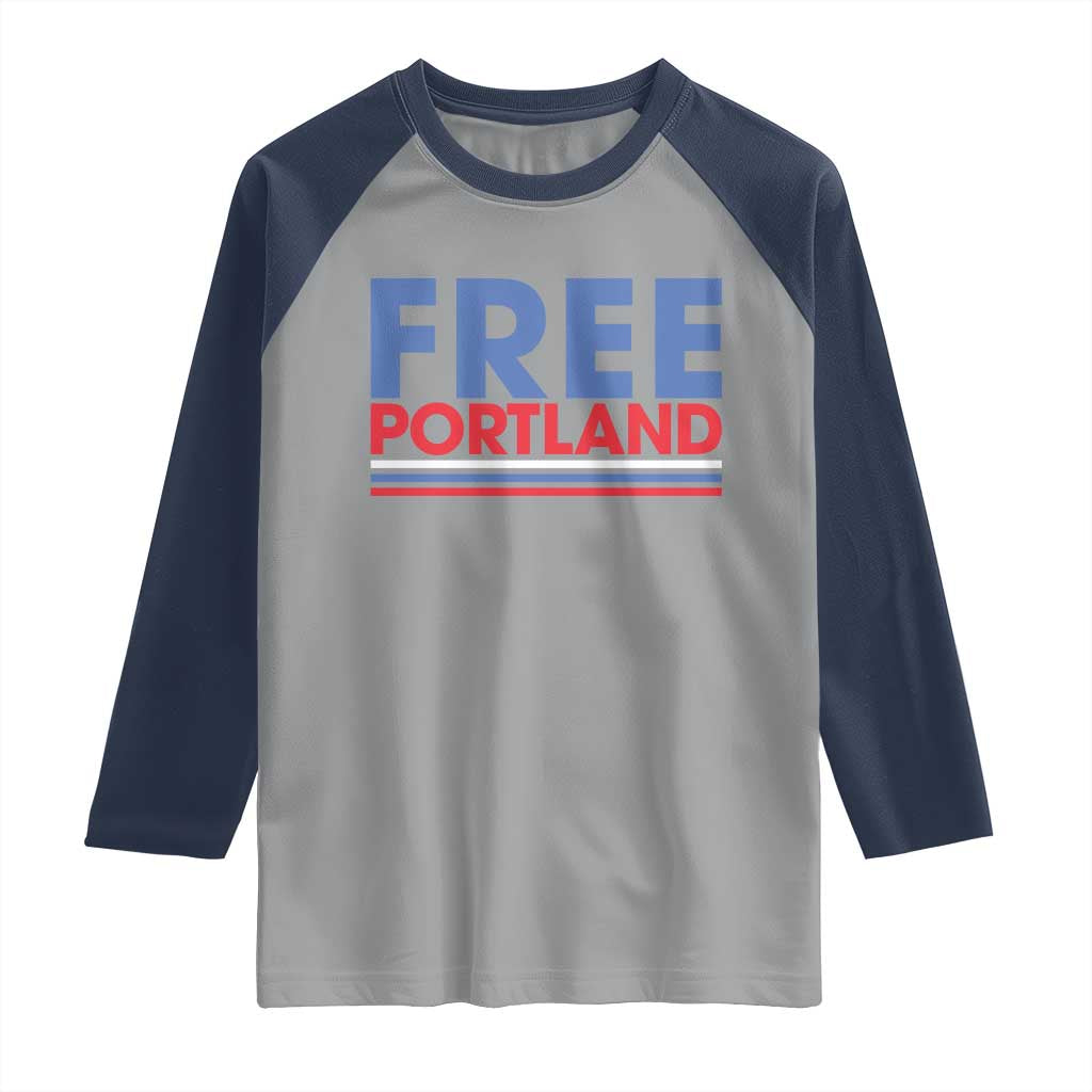 Free Portland Bold Patriotic Raglan Shirt Red White and Blue Protest Statement - Wonder Print Shop
