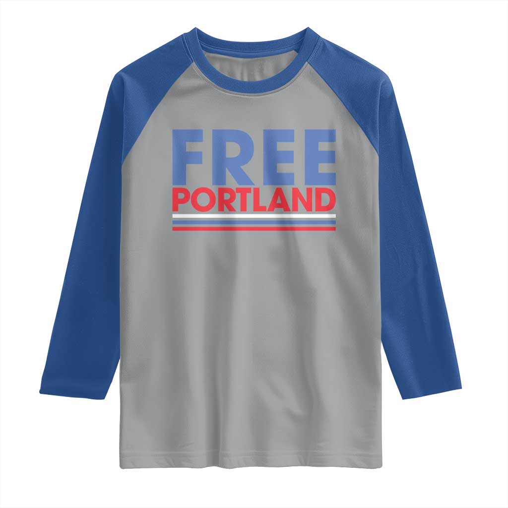 Free Portland Bold Patriotic Raglan Shirt Red White and Blue Protest Statement - Wonder Print Shop