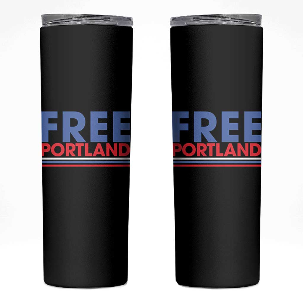Free Portland Bold Patriotic Skinny Tumbler Red White and Blue Protest Statement - Wonder Print Shop