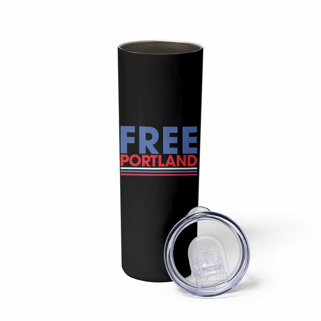 Free Portland Bold Patriotic Skinny Tumbler Red White and Blue Protest Statement - Wonder Print Shop