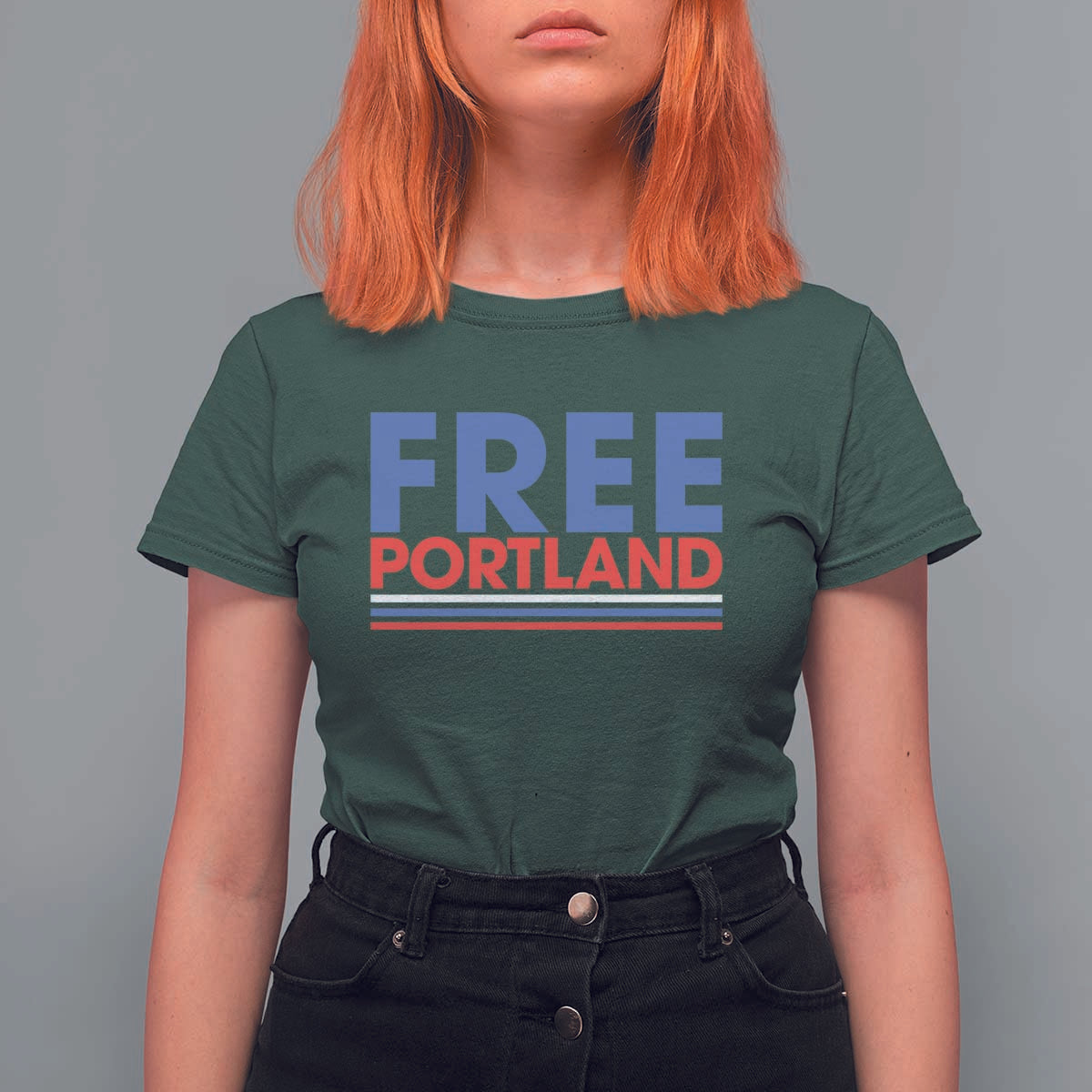 Free Portland Bold Patriotic T Shirt For Women Red White and Blue Protest Statement - Wonder Print Shop