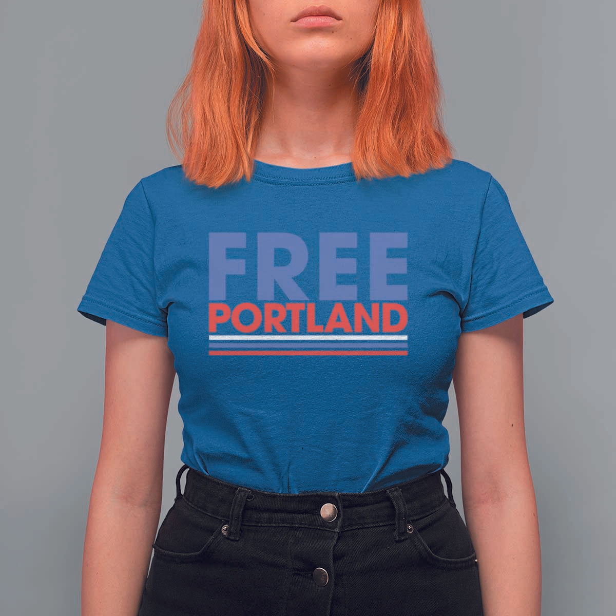 Free Portland Bold Patriotic T Shirt For Women Red White and Blue Protest Statement - Wonder Print Shop