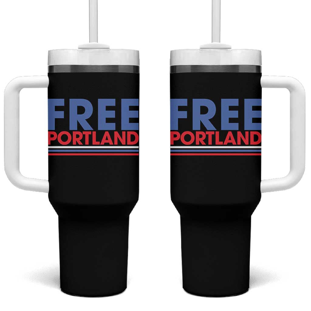 Free Portland Bold Patriotic Tumbler With Handle Red White and Blue Protest Statement - Wonder Print Shop