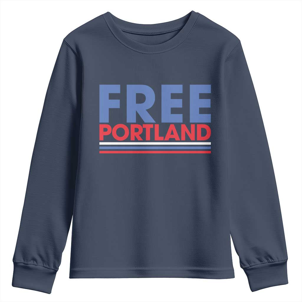Free Portland Bold Patriotic Youth Sweatshirt Red White and Blue Protest Statement - Wonder Print Shop